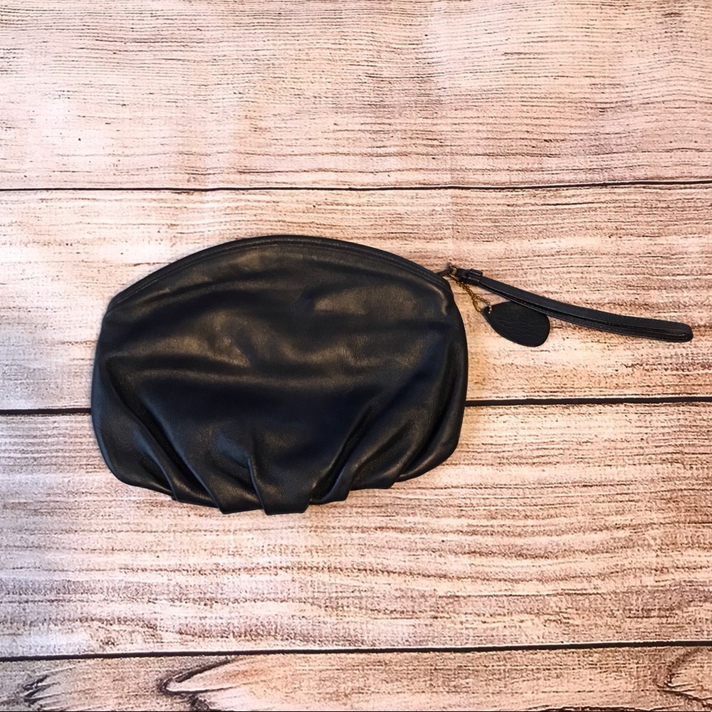 Vintage navy blue clutch purse 1970s 70s leather - Picture 5 of 5